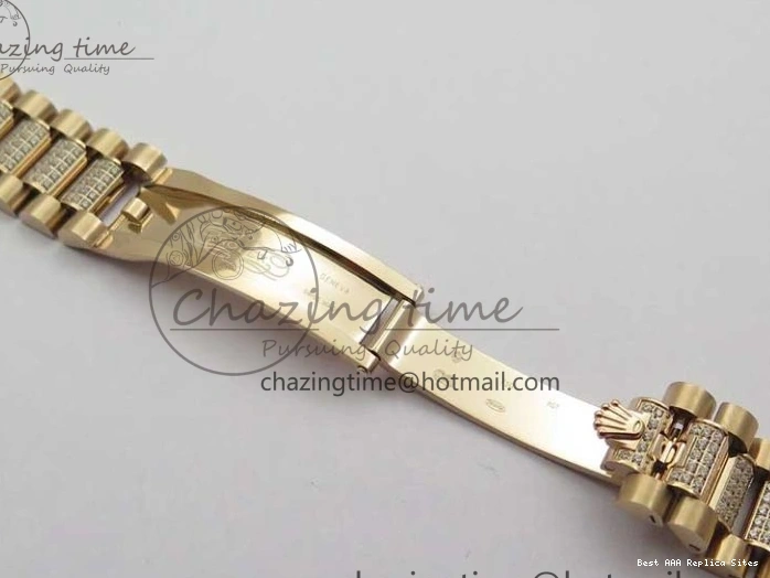 AAA Replica Watches on President A 2689 BP White ComfortFit Crystal Crystal Marker MOP RG Best Edition 128235 Dial Day-Date Bracelet RG 36mm 1218